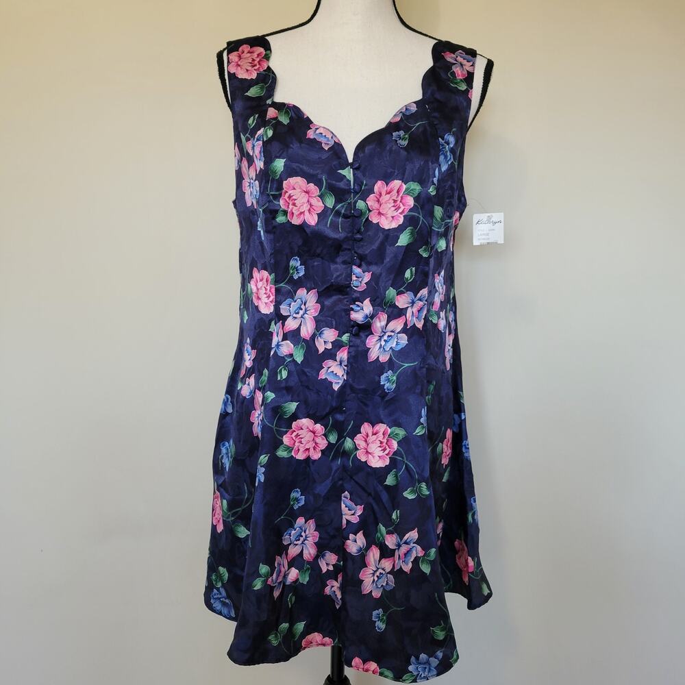 NWT Vintage Kathryn L Satin Slip Dress Nightgown Coquette Fairy Floral